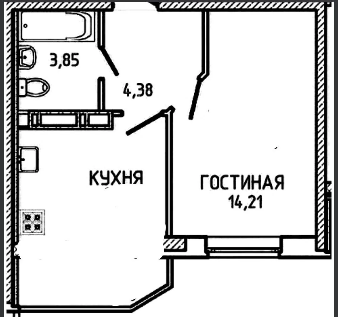 1 КОМНАТНАЯ КВАРТИРА В ЖК ГУБЕРНСКИЙ - миниатюра 2