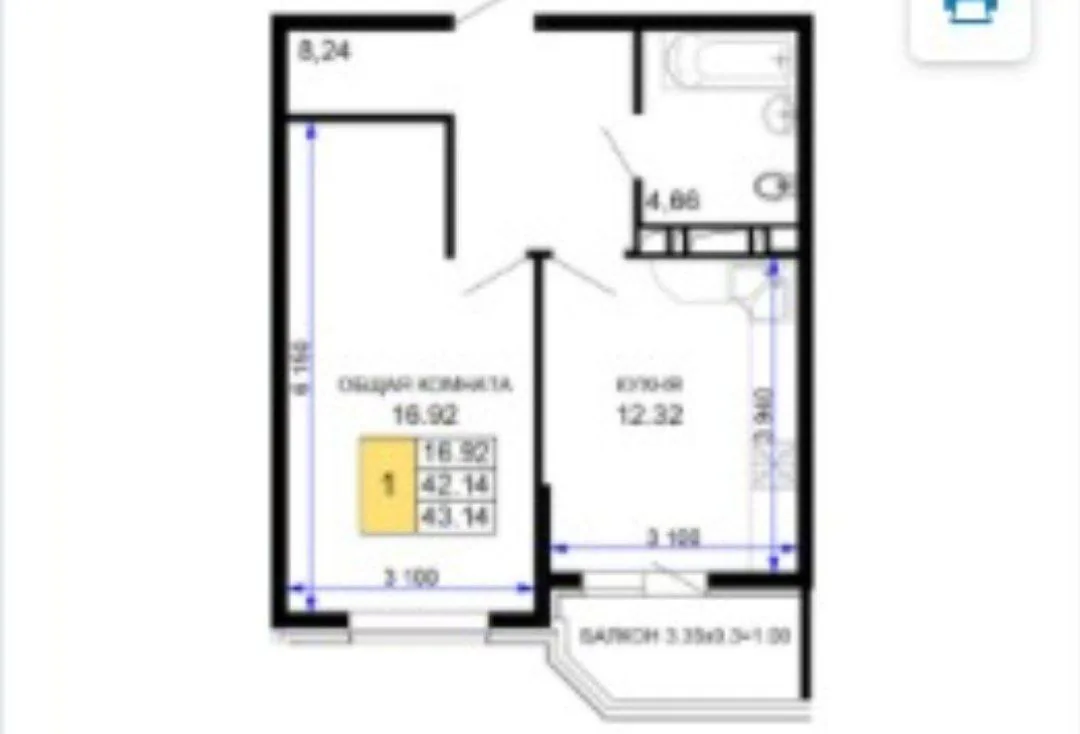 ЕВРО 2 КОМНАТНАЯ КВАРТИРА В ЖК ЛУЧШИЙ 3