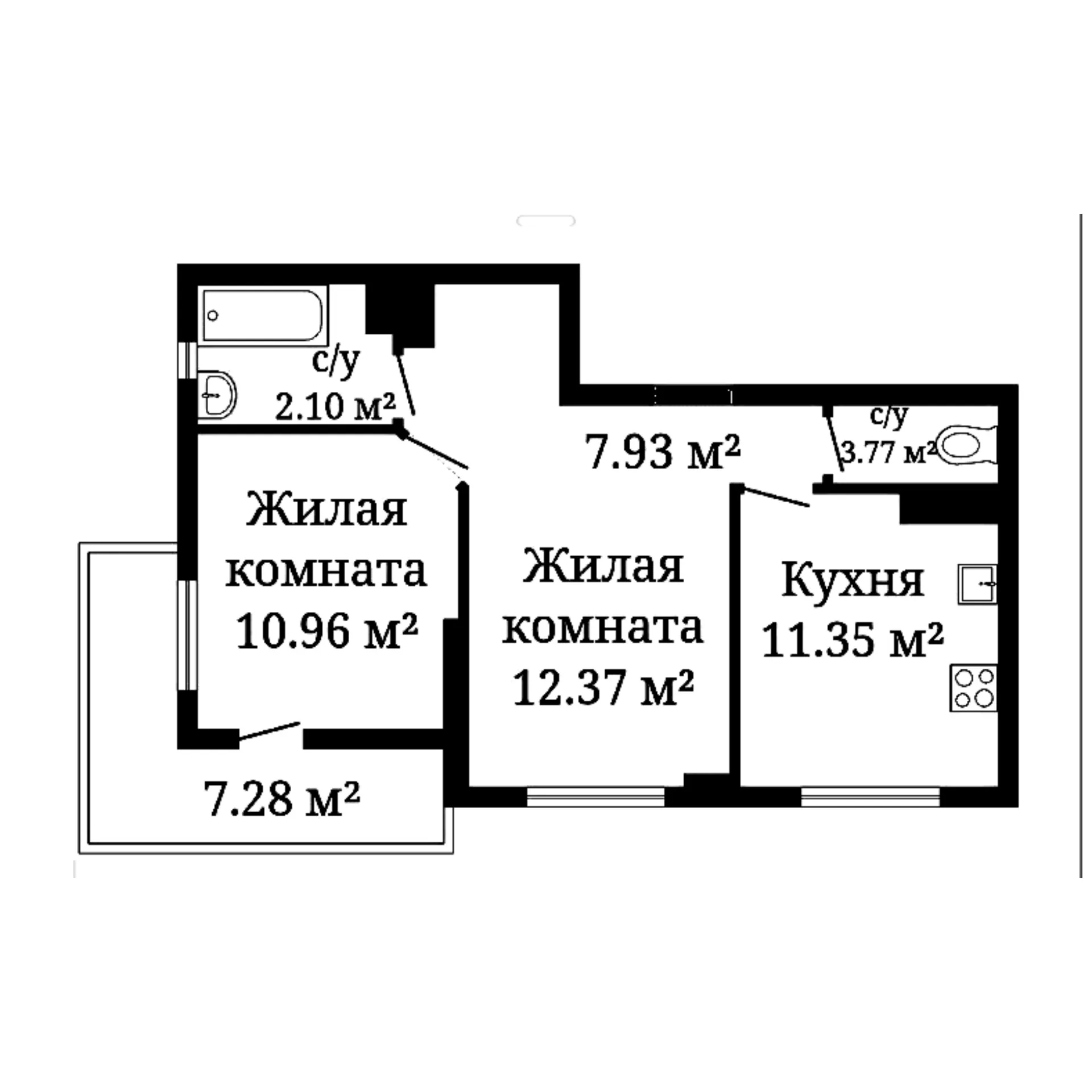 2 Х КОМНАТНАЯ КВАРТИРА В ЖК ОБЛАКА - миниатюра 2