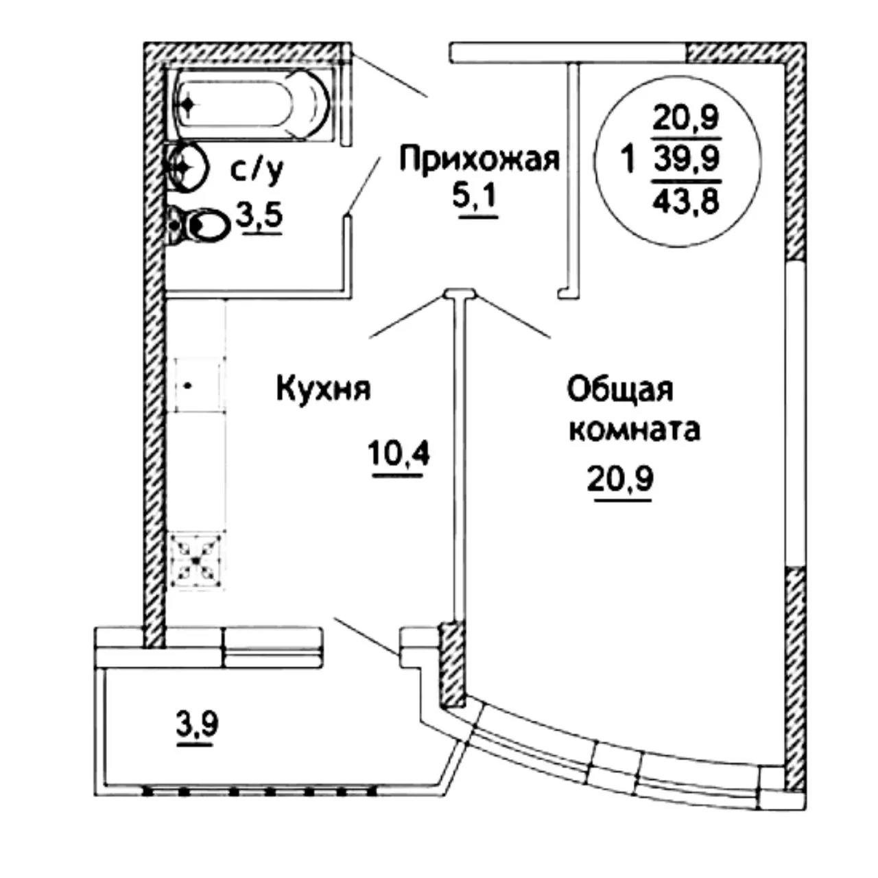 1 КОМНАТНАЯ КВАРТИРА В ЖК ВЕРСАЛЬ 4